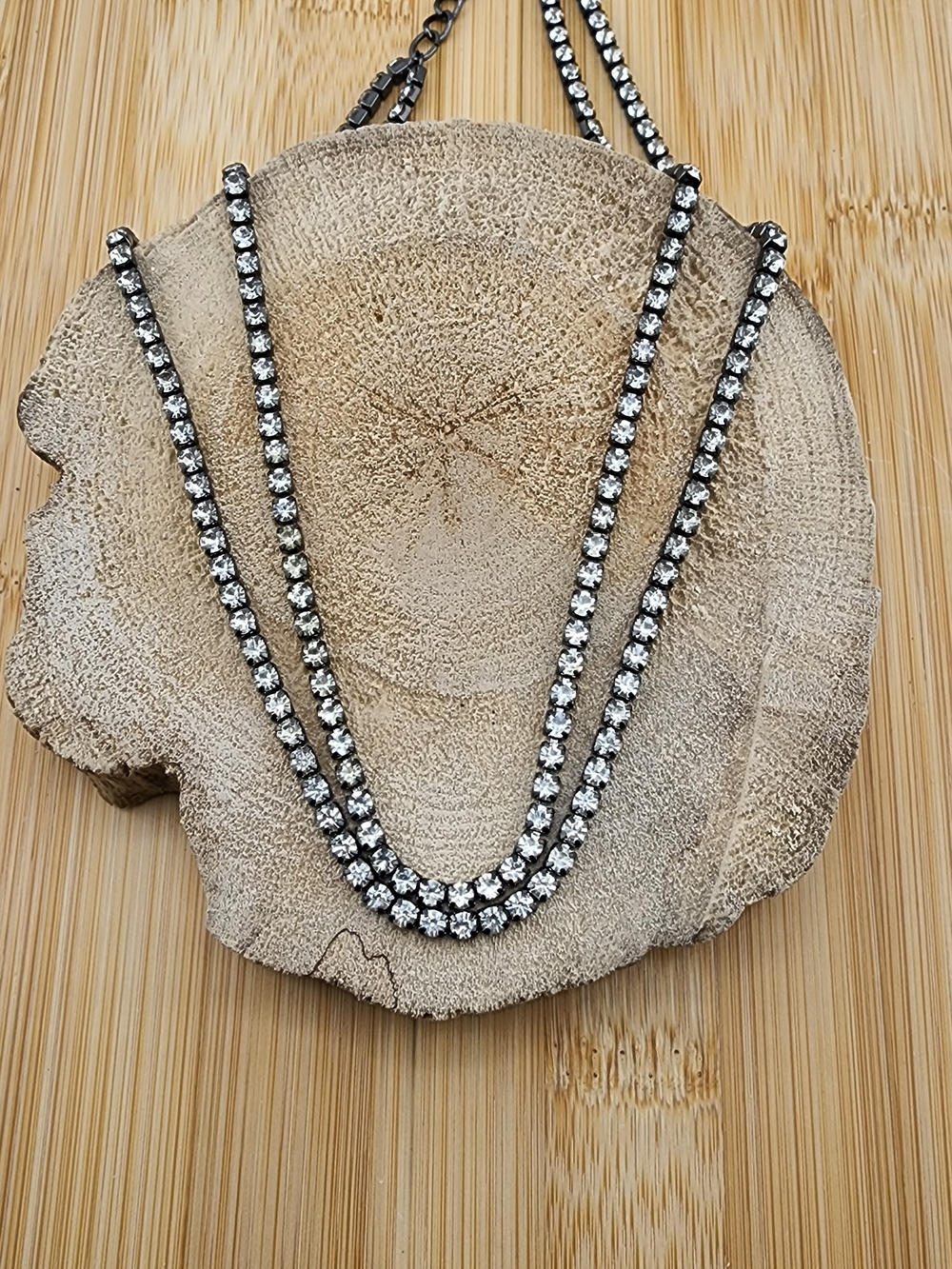 19in Adjuatable Elegant Double-Strand Crystal Tennis Necklace 0550
